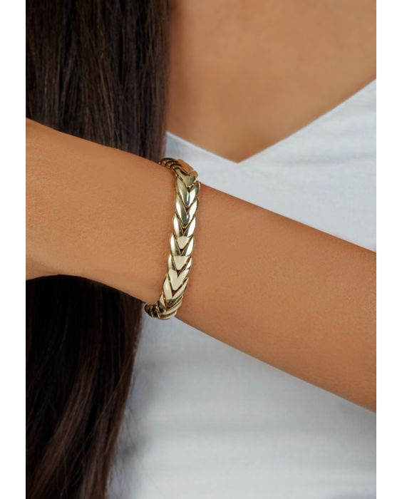 14K Chevron Link Bangle