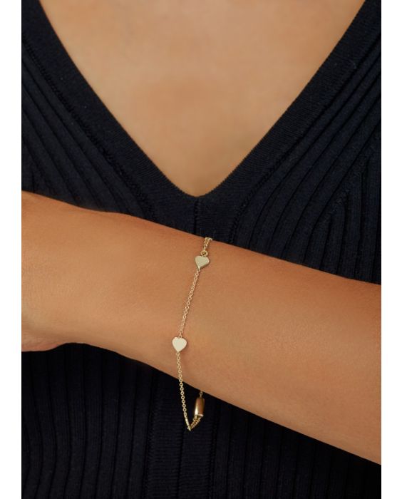 14K Adjustable Heart Link Bracelet