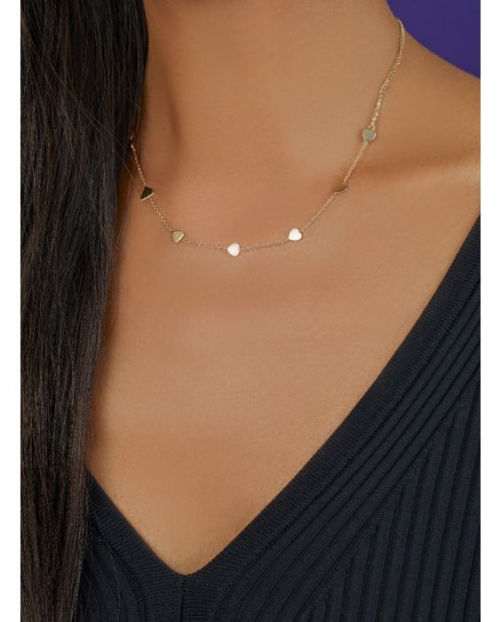 14K Adjustable Heart Link Necklace