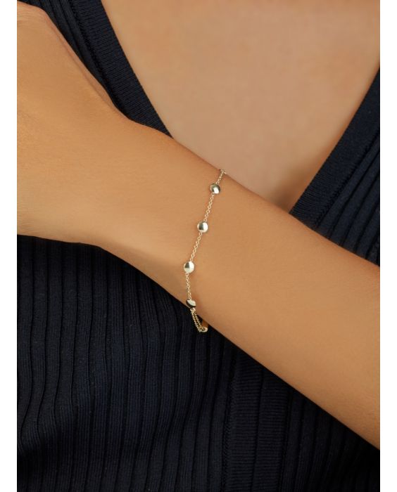 14K Adjustable Bead Link Bracelet