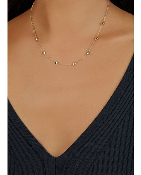 14K Adjustable Bead Link Necklace