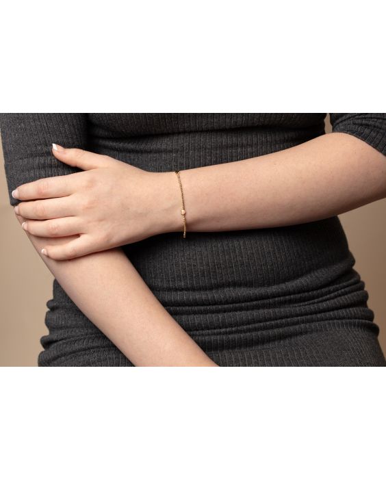14K Heart Station Bead Bracelet
