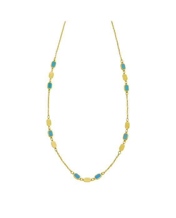 14K Hexagon Turquoise Inlay Links Necklace