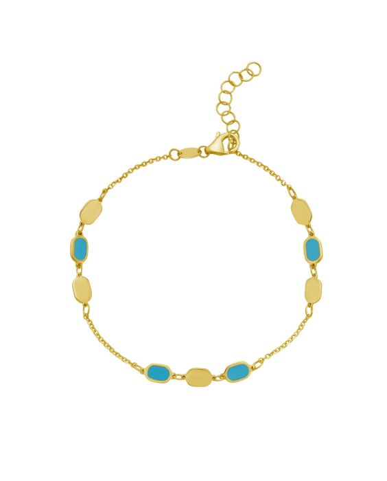 14K Hexagon Turquoise Inlay Links Bracelet
