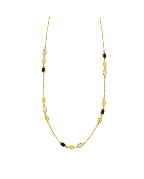 14K Onyx &amp; MOP Inlay Links Necklace