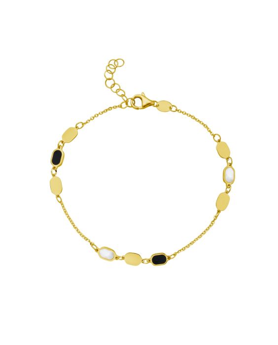 14K Onyx & MOP Inlay Links Bracelet