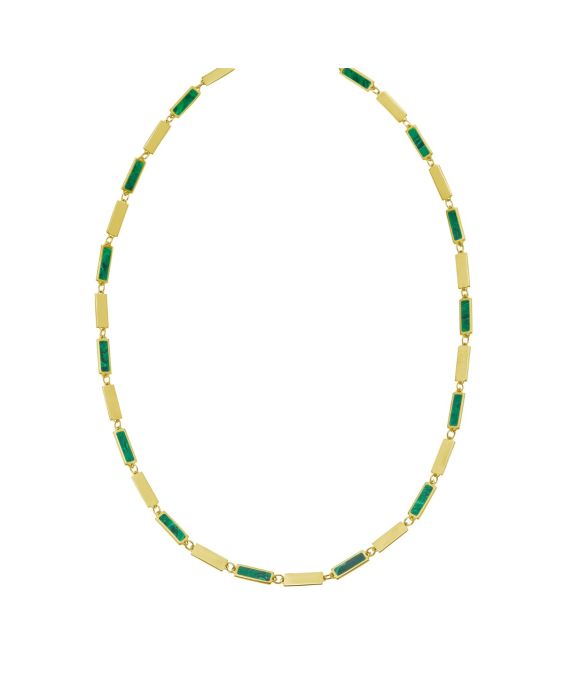 14K Malachite Rectangle Links Necklace