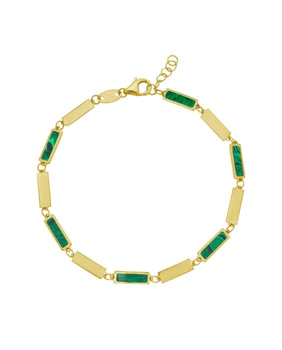 14K Malachite Rectangle Links Bracelet
