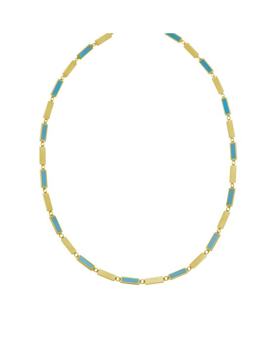 14K Turquoise Rectangle Links Necklace