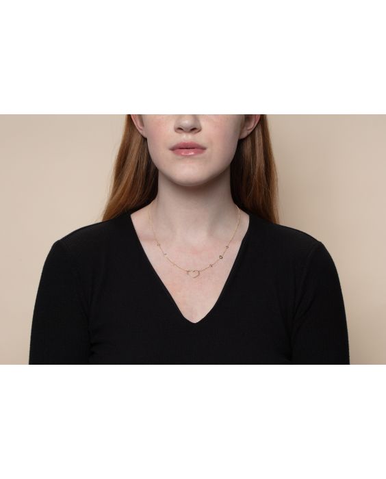 14K Open Heart Station Necklace