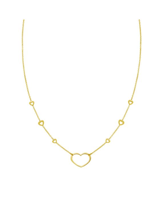 14K Open Heart Station Necklace