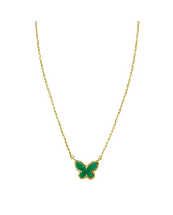 14K Primavera Malachite Butterfly Necklace