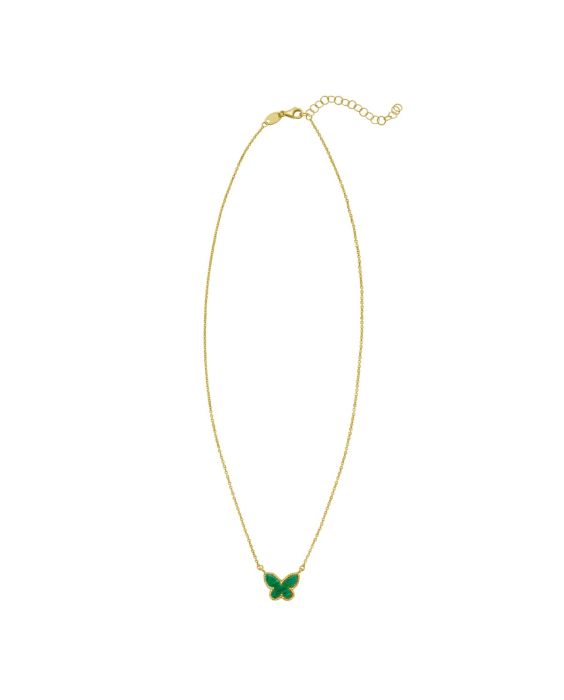 14K Primavera Malachite Butterfly Necklace