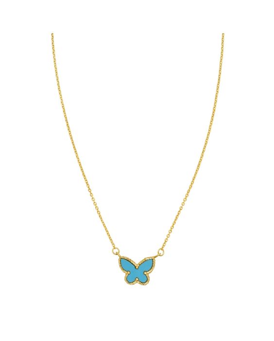 14K Primavera Turquoise Butterfly Necklace
