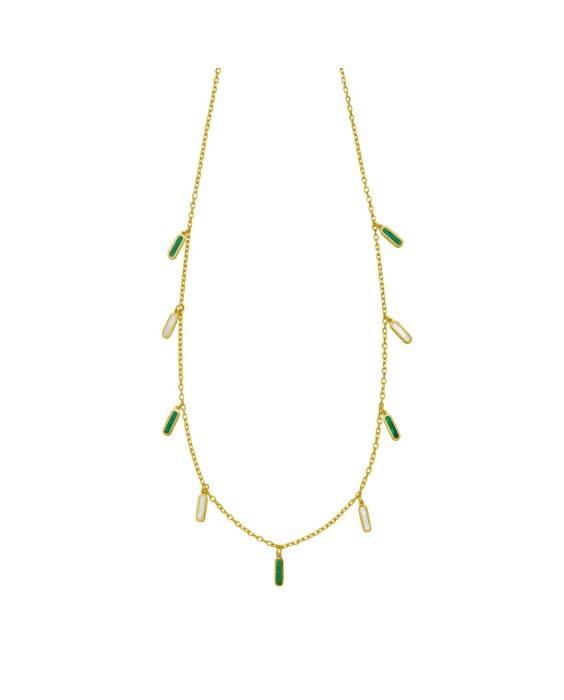 14K Malachite & MOP Inlay Station Necklace