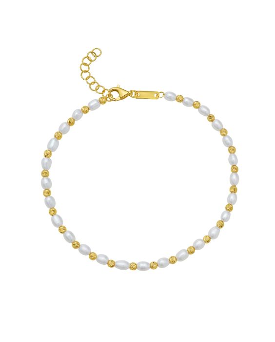 14K Bead &amp; Pearl Bracelet