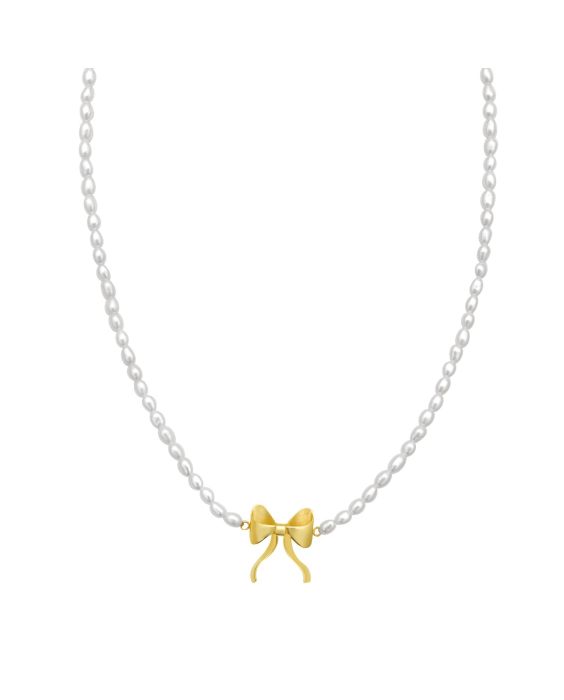 14K Bow Pearl Necklace