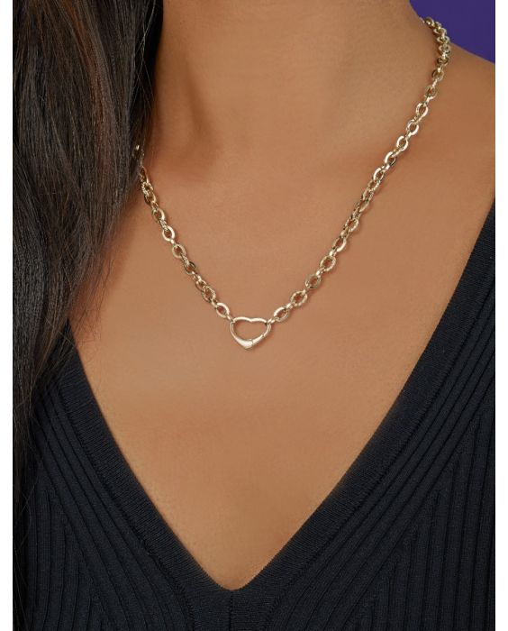 14K Heart Lock Charm Necklace
