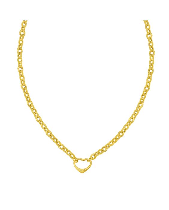 14K Heart Lock Charm Necklace