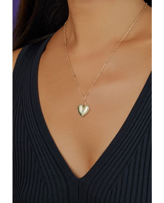 14K Vintage Puffed Heart Necklace