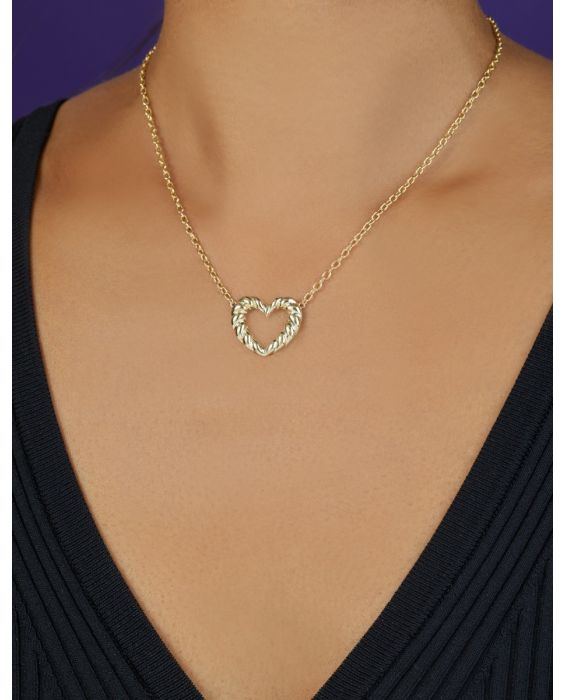14K Braided Open Heart Necklace