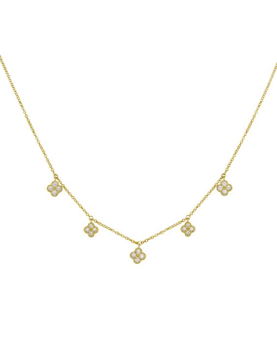 14K Diamond Flower Necklace