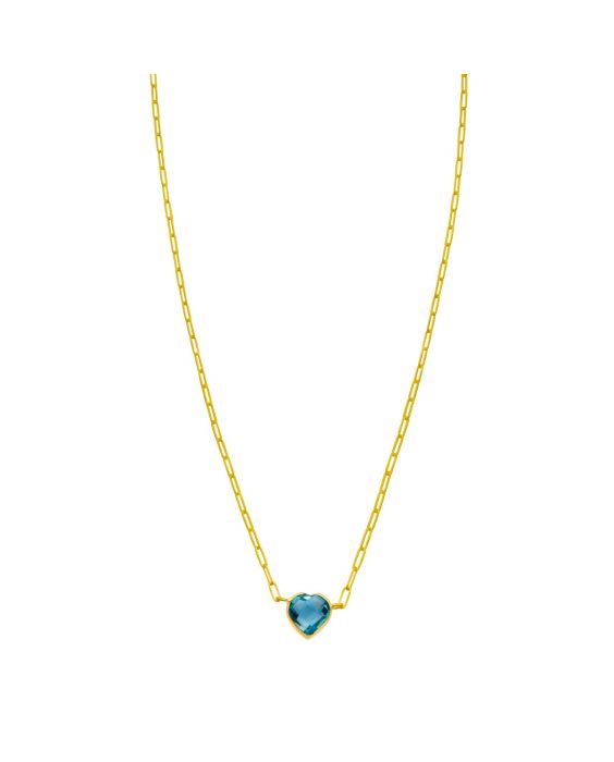 14K Blue Topaz Heart Necklace