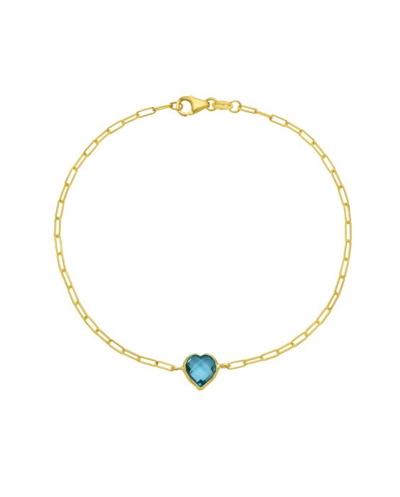 14K Blue Topaz Heart Bracelet