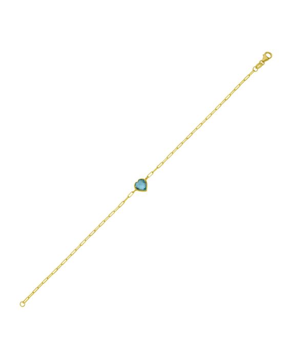 14K Blue Topaz Heart Bracelet