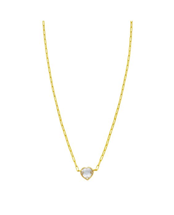 14K White Topaz Heart Necklace