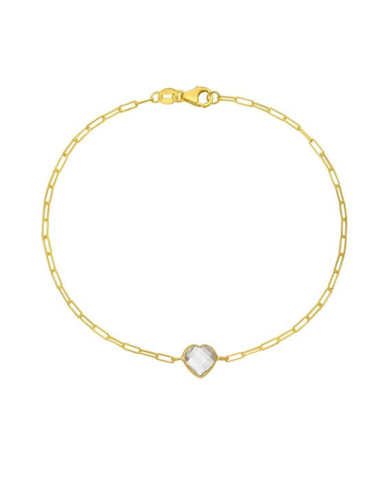 14K White Topaz Heart Bracelet