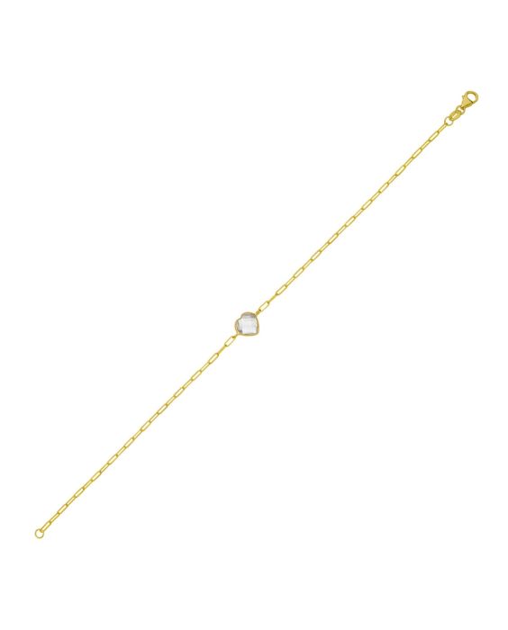 14K White Topaz Heart Bracelet