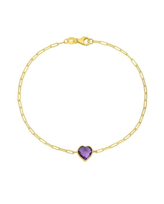 14K Amethyst Heart Bracelet