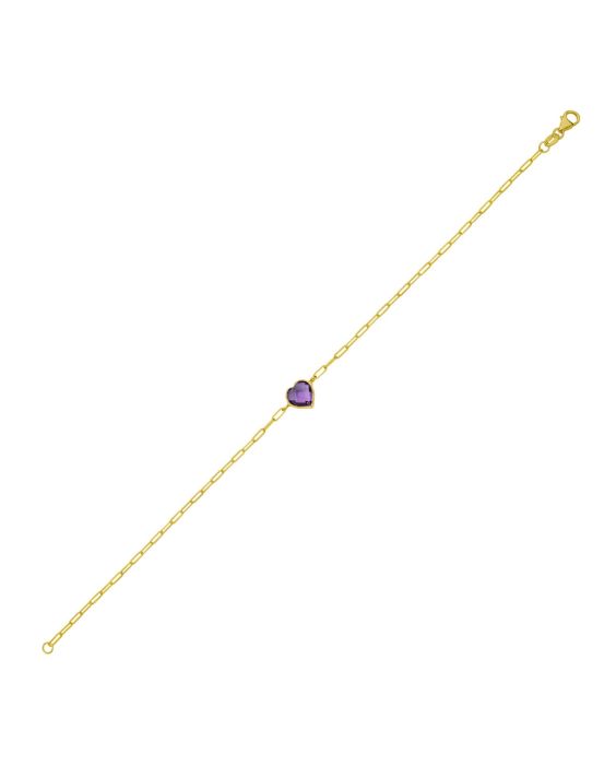 14K Amethyst Heart Bracelet