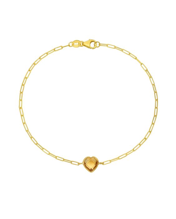 14K Citrine Heart Bracelet
