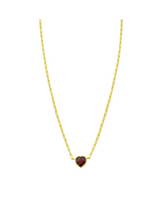 14K Garnet Heart Necklace