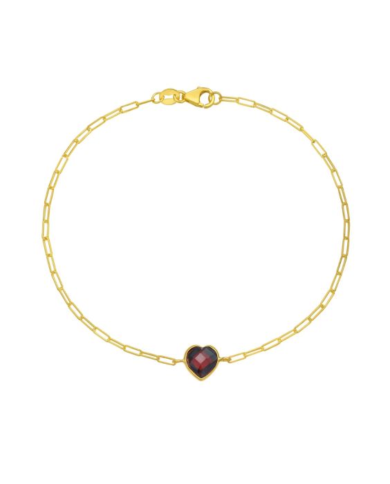 14K Garnet Heart Bracelet