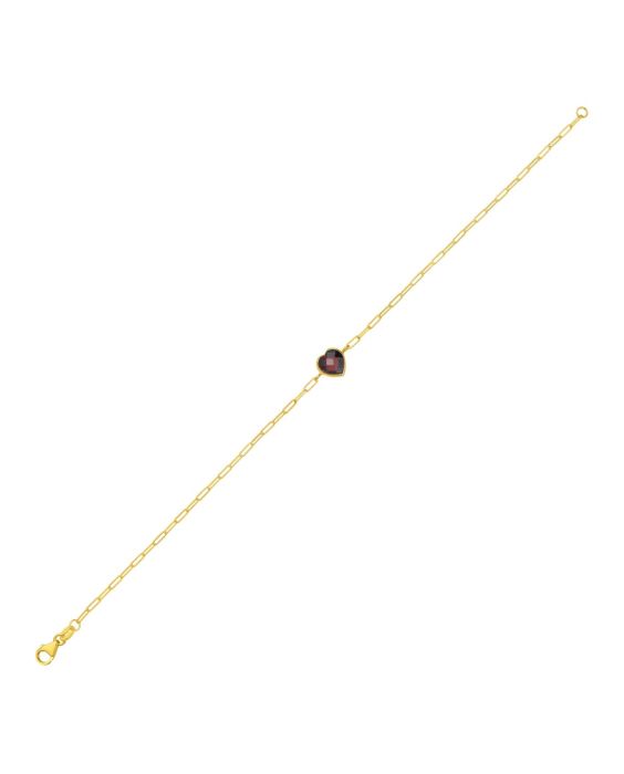 14K Garnet Heart Bracelet