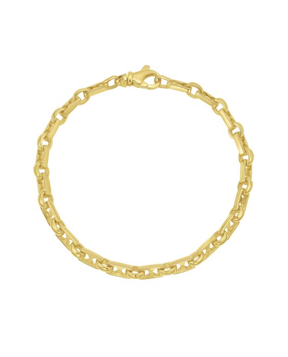 14K Gold Rectagular Railroad Link Bracelet