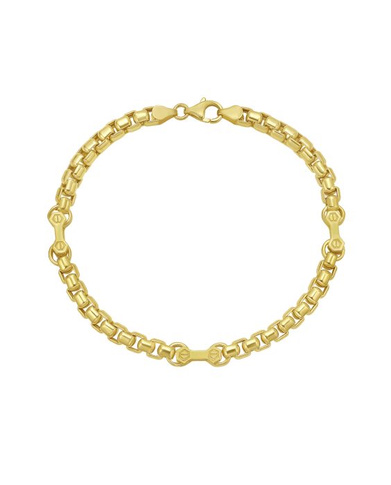 14K Gold Round Box Hardware Bracelet
