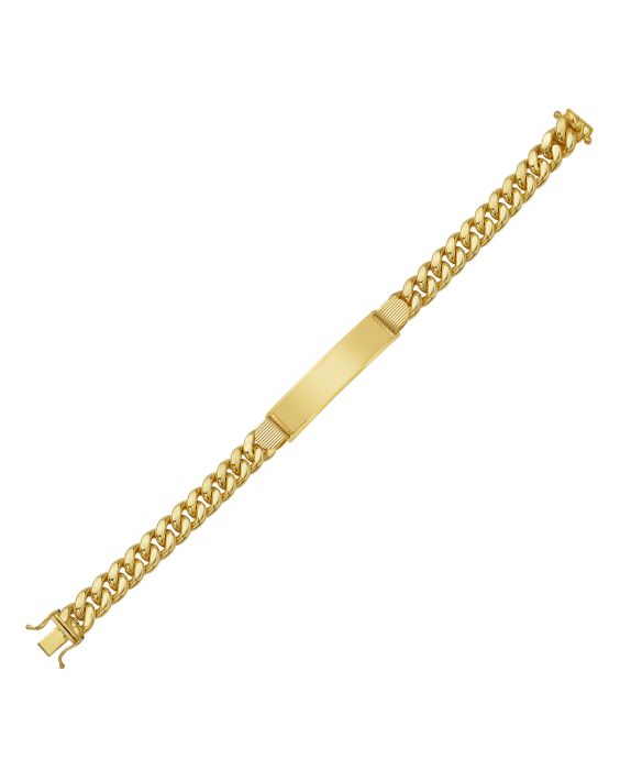 14K Gold 9.1mm Lite Cuban ID Bracelet