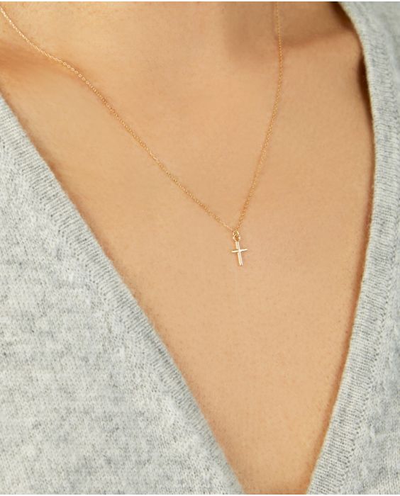 14K Mini Cross Necklace