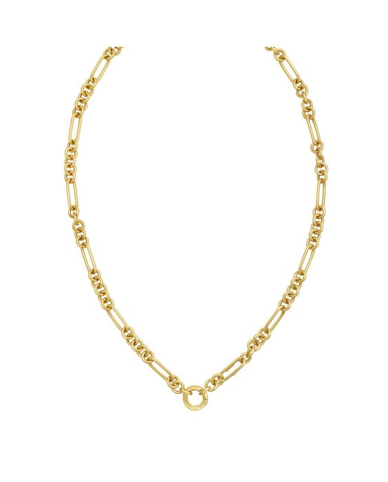 14K Fashion Figaro Charm Link Necklace