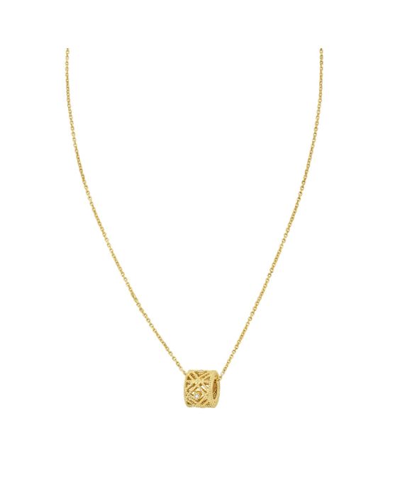 14K Diamond Vann&egrave;rie Barrel Necklace