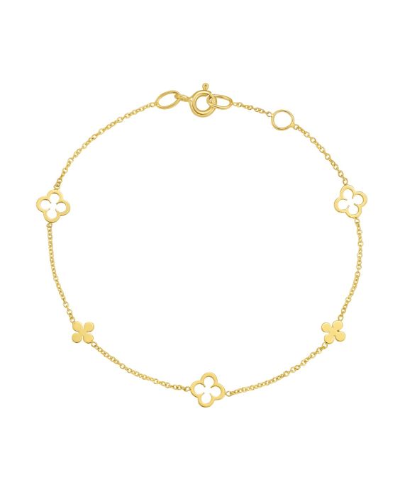 14K Alternating Clover Bracelet