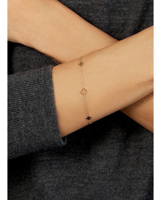 14K Alternating Clover Bracelet