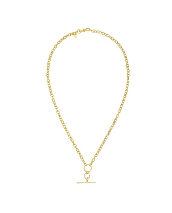 14K Gold T-Bar & Ring Necklace