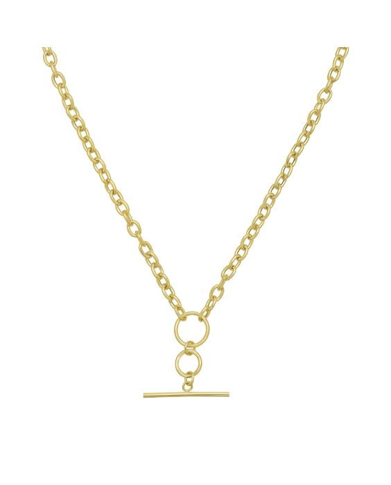 14K Gold T-Bar & Ring Necklace
