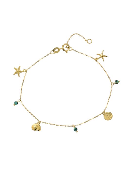 14k Gold Sealife Bracelet