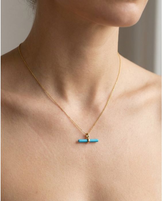 14K Turquoise T-Bar Necklace